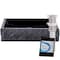 Novatto Square Black Granite Vessel Sink with Chiseled Exterior and Brushed Nickel Drain NOSV-ANSQBN - alternate 1